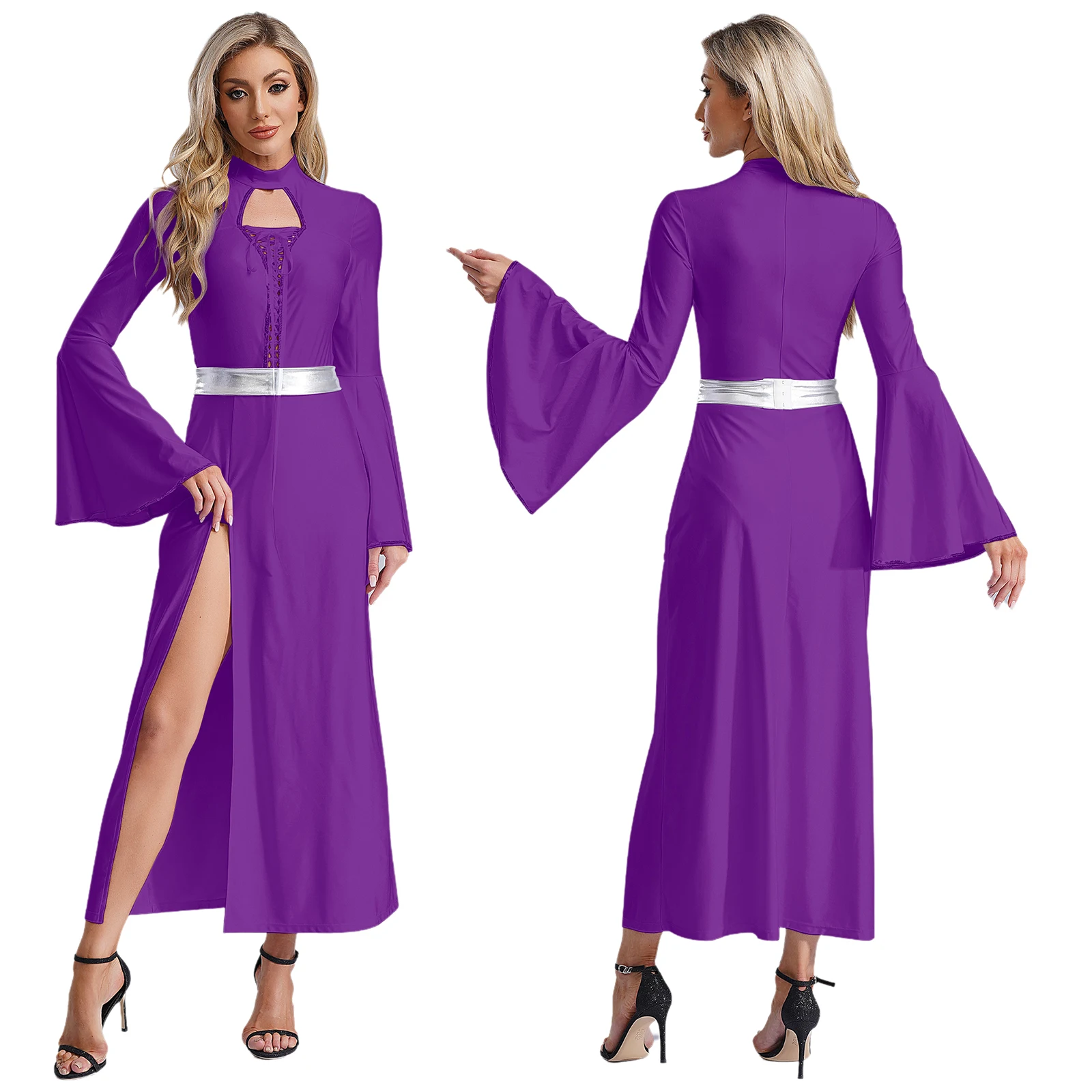 

Women Party Raves Roman Queen Princess Cosplay Dress Medieval Steampunk Stylish Dress Robe with Belt Party Carnival Costume