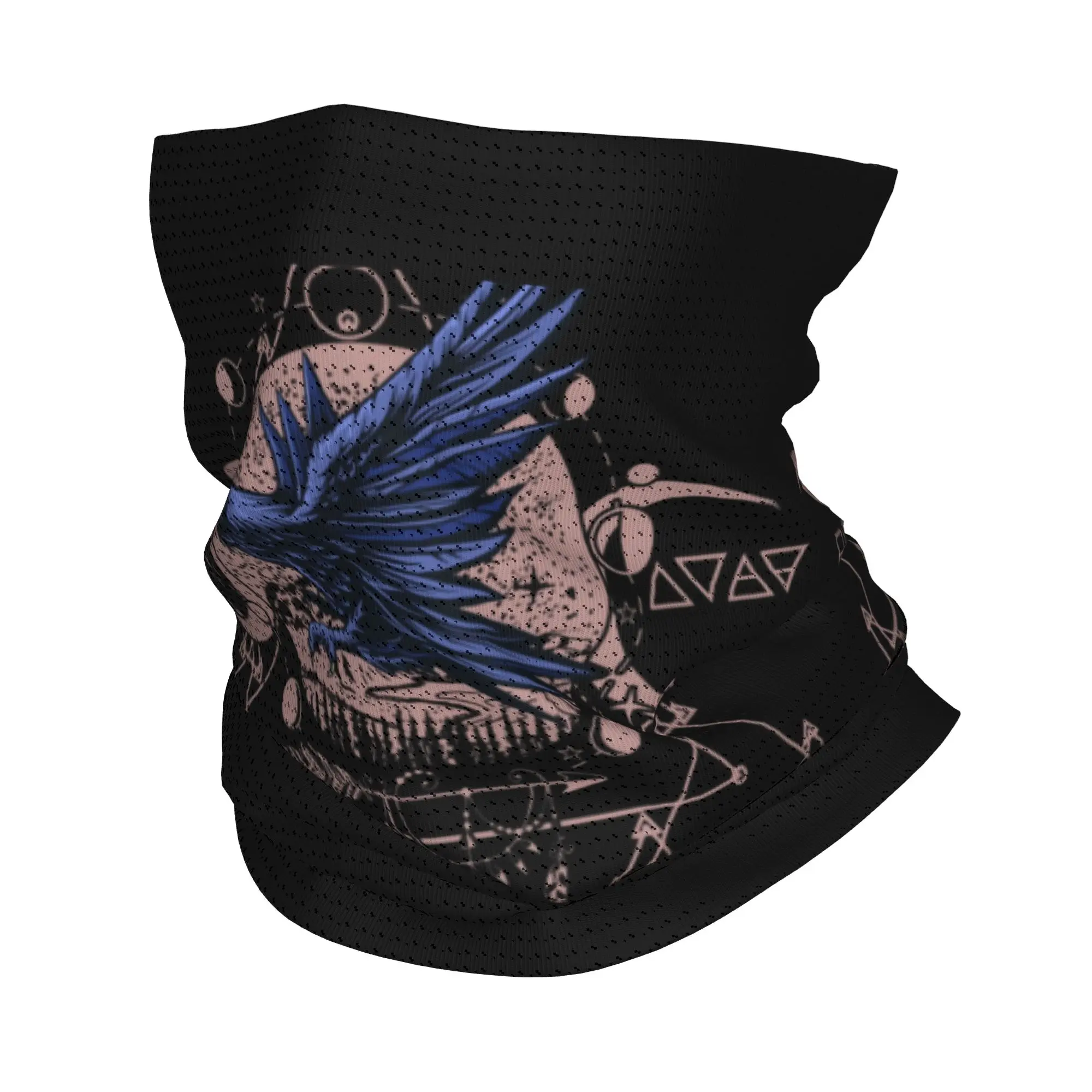 

Custom Raven Wiccan Mandala Bandana Winter Neck Warmer Women Windproof Wrap Face Scarf for Hiking Gaiter Headband