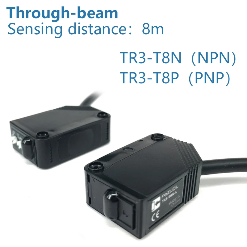 Kompaktowy przełącznik fotoelektryczny, odblaskowy, odblaskowy, odblaskowy, zakres wykrywania NPN/PNP, regulowany TR3