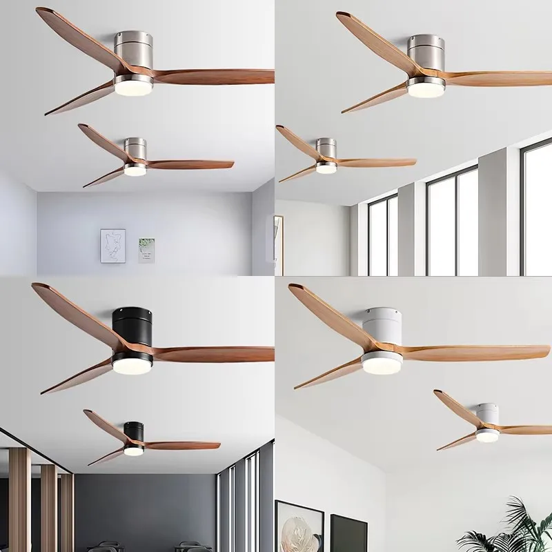 42/52/60inch low floor Ceiling Fan Light LED 3 Colors Dimmable 20W Remote Control for Bedroom Living Room Indoor