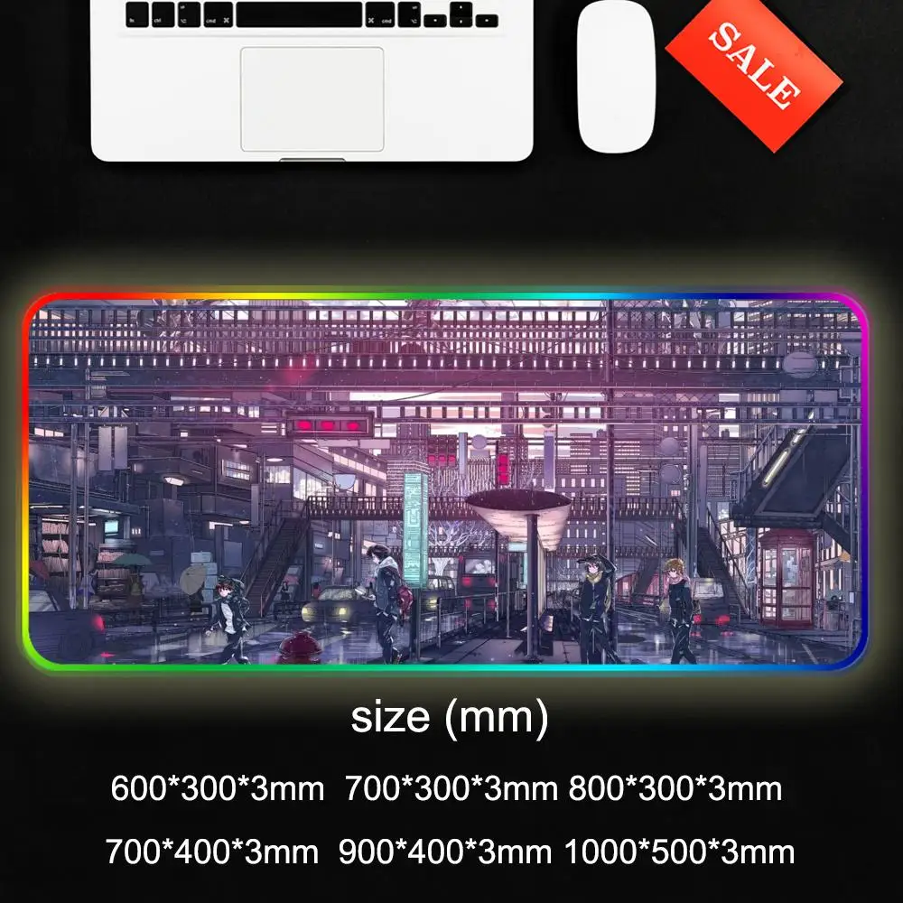 لوحة ماوس أنيمي طوكيو سيتي XXL RGB لوحة ماوس Kawaii ملحقات الألعاب لوحة مفاتيح الكمبيوتر كبيرة Led حصيرة مكتبية بإضاءة خلفية لوحة ماوس #3