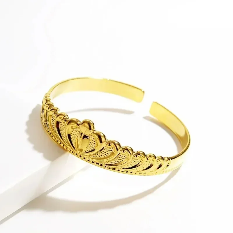9999 genuine  24K genuine  high-end crown bracelet with adjustable opening  bracelet and  jewelry acc