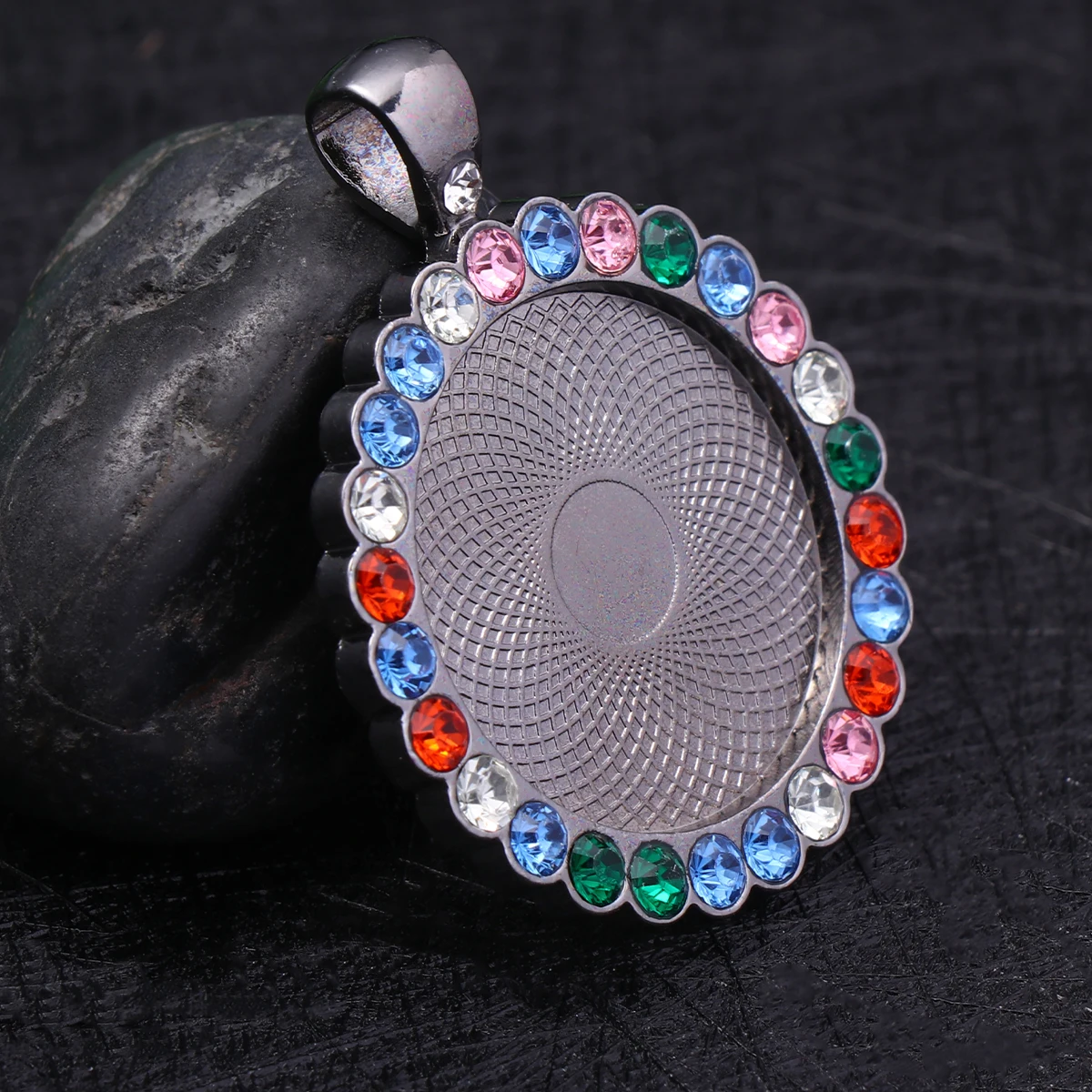 

12 Pcs Round Gem Shining Rhinestone Jewelry Accessories Parts Pendant DIY Safe Durable Glossy Decorations Home Store