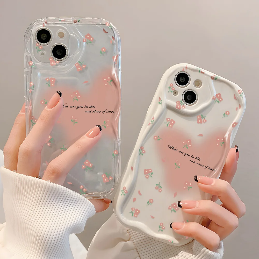 Case For Xiaomi Mi 13T Redmi Note 12 Pro 11 10 9 10S 11S 12S 10C 12C 13C 9T 9A 9C Poco X3 X5 Pro 5G Cover Love Heart Wavy Edge