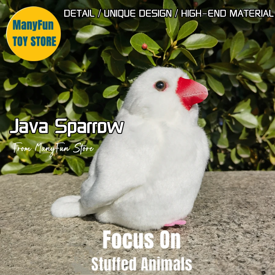 

White Java Sparrow Plush Bird Finch Plushie Java Rice Bird Lifelike Stuffed Animal Simulation Doll Lovers