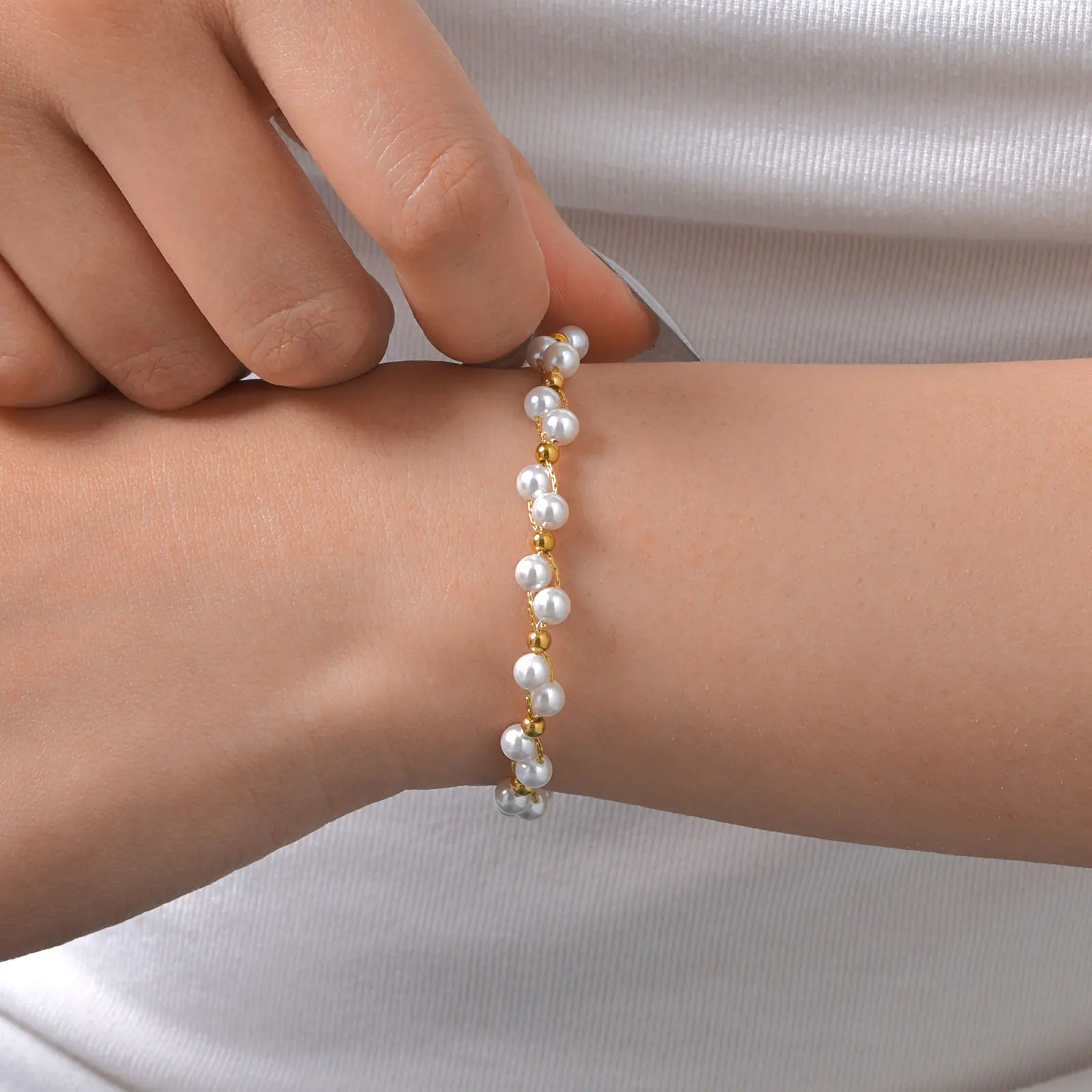 

Light Luxury Bead Bracelet for Women,18K Gold Plated Stainless Steel Chain Bracelets,Daily Jewelry Exquisite Gifts