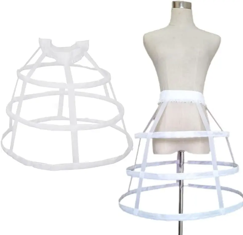 3 Hoop Cage Hoop Skirt Petticoat Crinoline Underskirt Pannier Skirt for Gown Prom Dress Cosplay