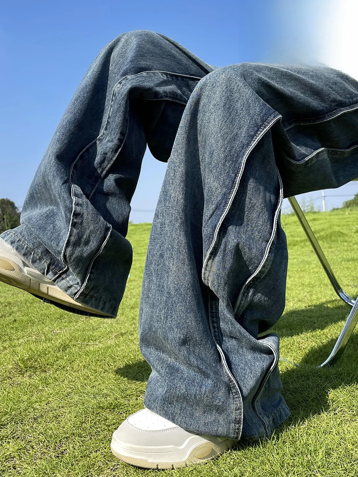 

Американские джинсы оверсайз в стиле High Street для мужчин: свободные, прямые, ретро, универсальные, широкие брюки, длинные, осенние, модные