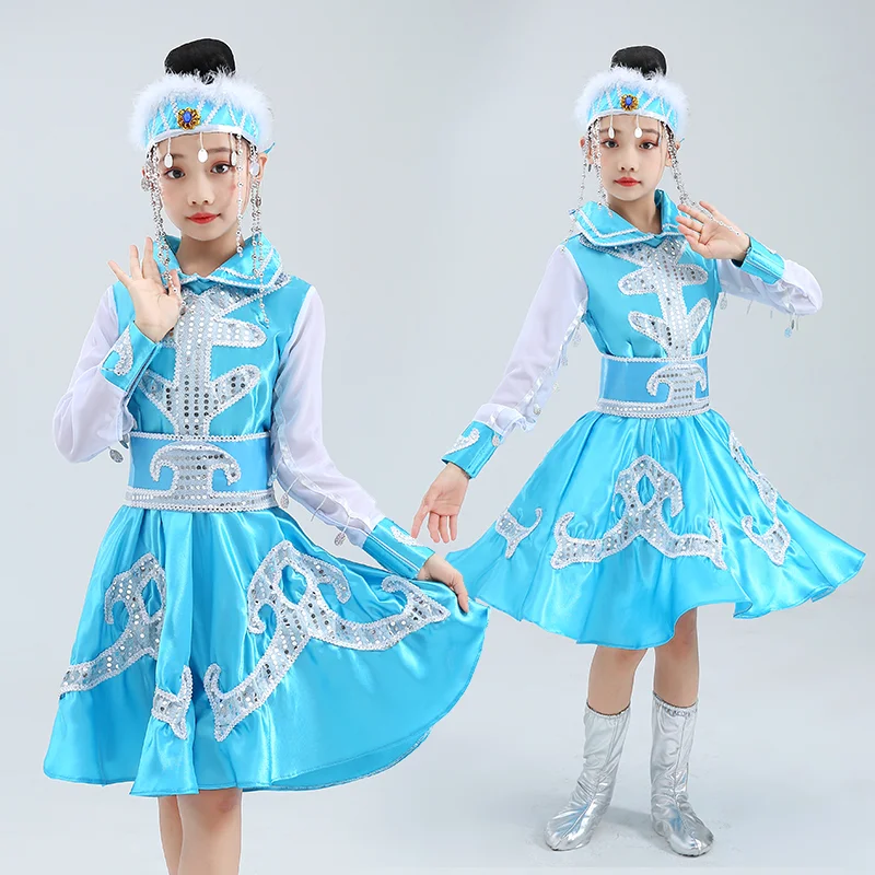 

childrens clothing New Mongolian dance costumes and girls performance costumes chinese dance costume stage outfit
