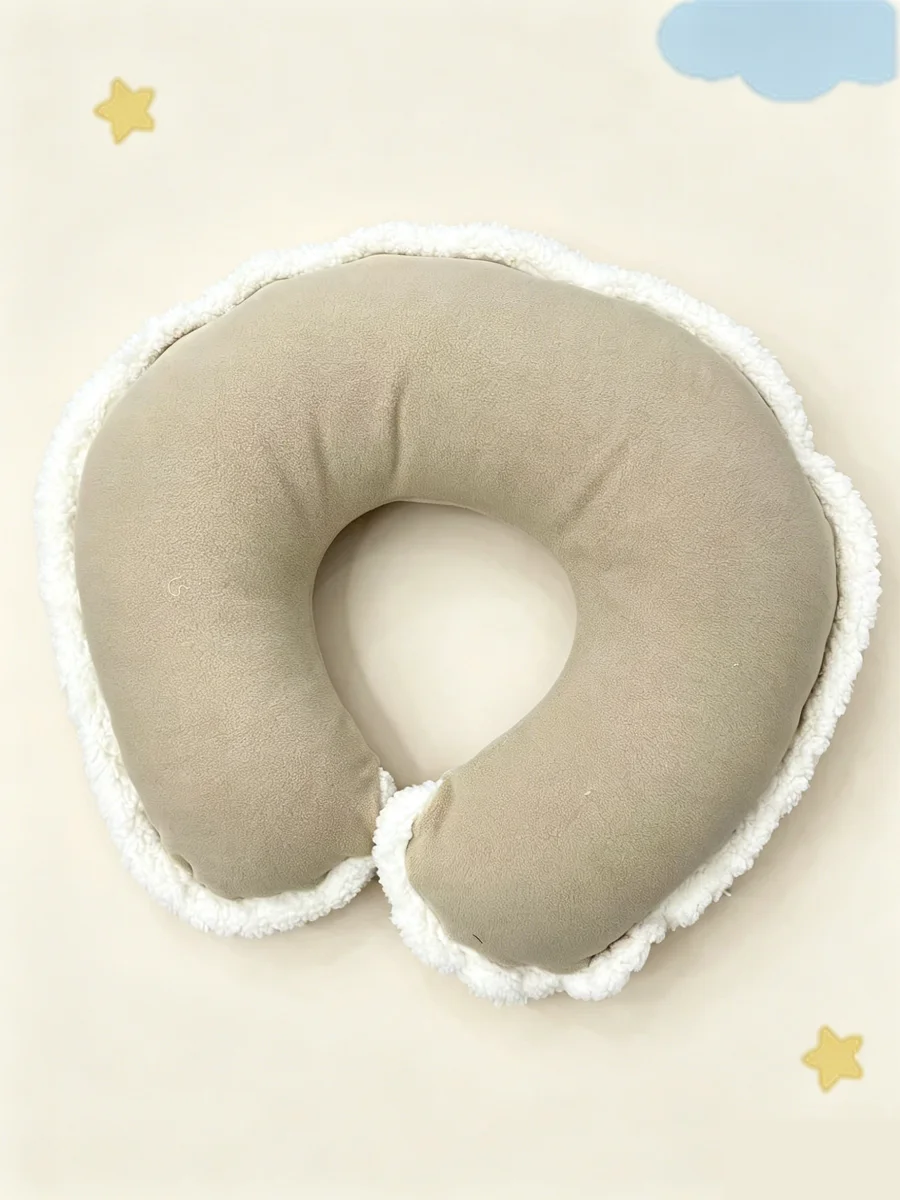 1 Pcs Soft And Comfortable Nursing Pillow With Plush Lamb Fleece Edge To Help Sleep And Breastfeed
