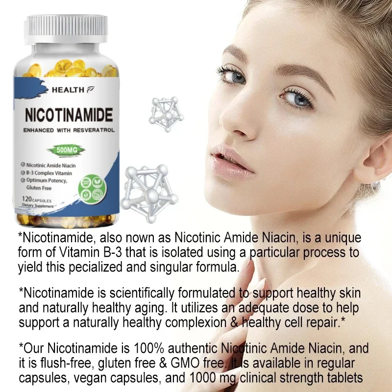 Hot Selling Nicotinamide with Resveratrol - 120 Veggie Capsules Supplement Pills to Support NAD, Skin Cell Health & Energy