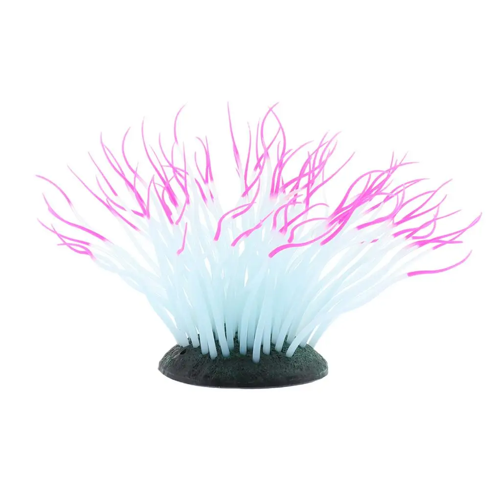 Artificial Sea Anemone Ornament Glowing Effect Silicone Landscape for Fish Tank Aquarium