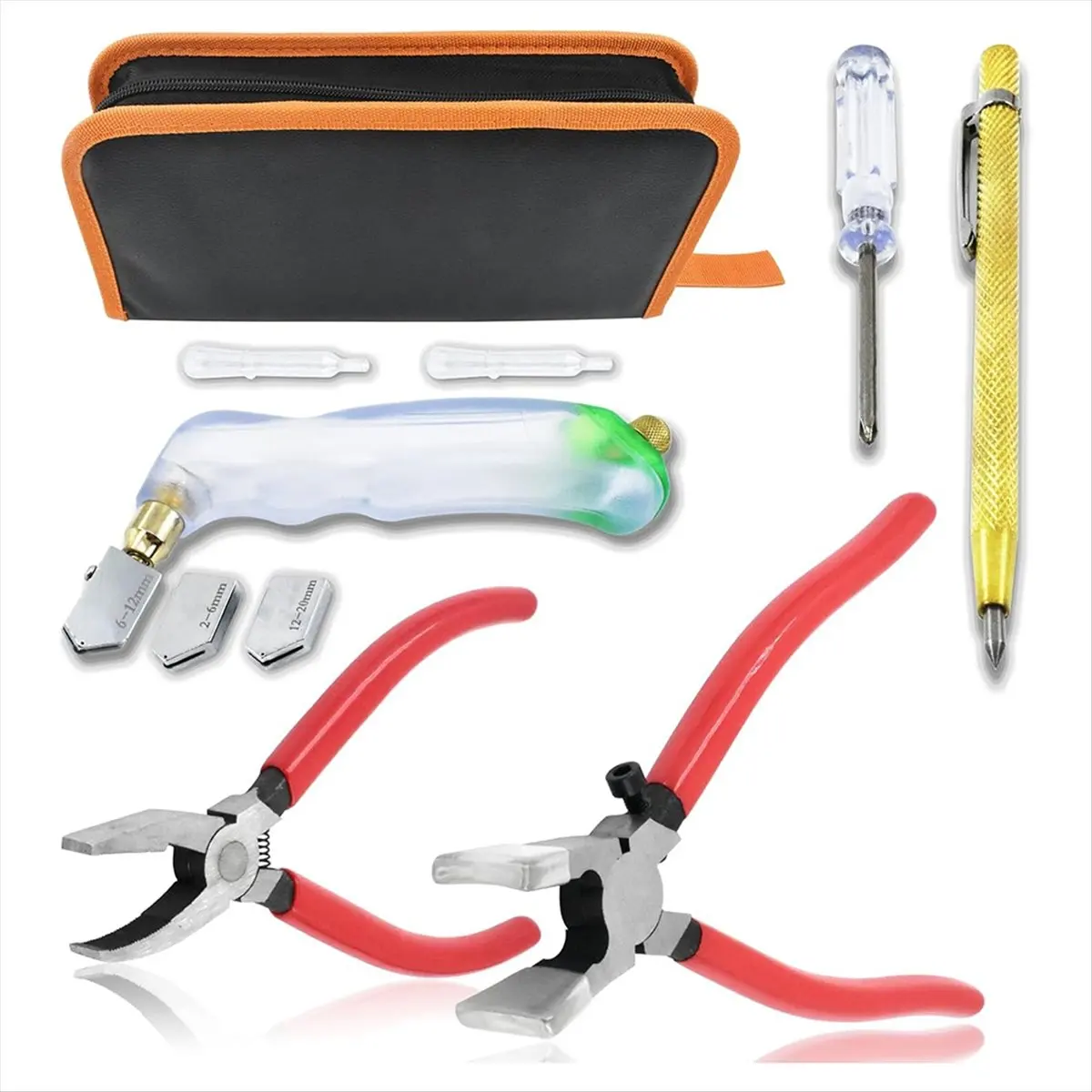 Heavy Duty Glass Cutting Tool Kit, Curve Jaw Glass Running Pliers Heavy Duty Glass Cutting Tools Set Metal