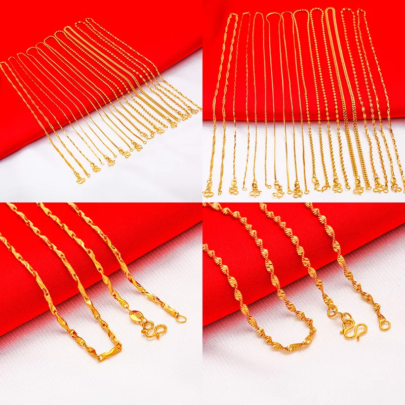 Women's Vietnamese Sand Gold Plated Necklaces 2026 For Daily Wear Party Water Wave Snake Bone Box O Chain Jewelry Accessories