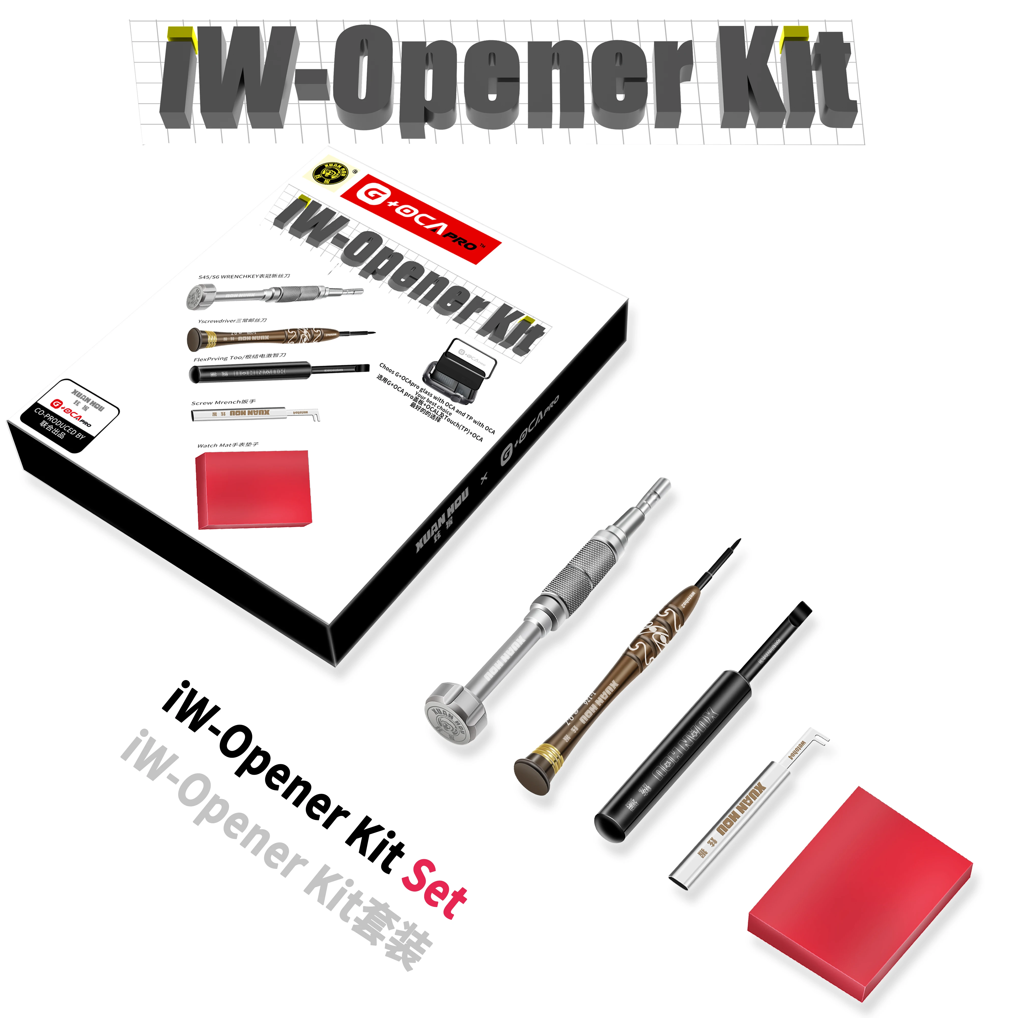 G+OCA Pro 5 in 1 iW-Opener Kit for iWatch Repair Tool Kit LCD Screen Back Case Battery Accessories Pry Removal Opening Tool Set