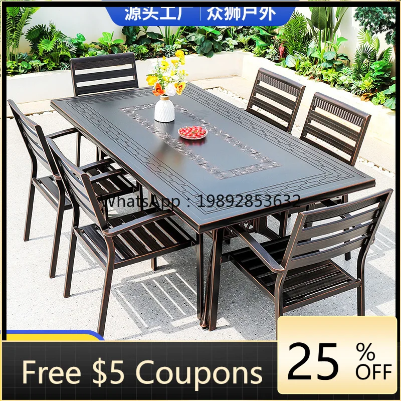 

LYY Outdoor Table and Chairs Cast Aluminum Courtyard Garden Carved Tabletop Dining and Universal Anti-Corrosion Outdoor