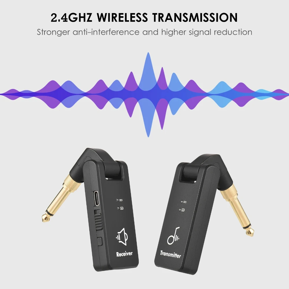 M-VAVE WP-8 2.4G Wireless Electric Guitar System Rechargeable Guitar Receiver 2 in 1 Plug Transmitter Box Guitar Accessory