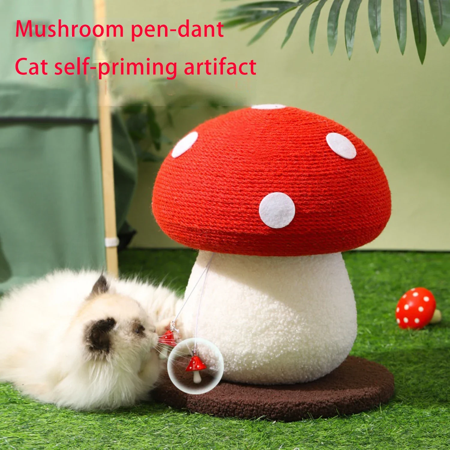 Cat Scratching Board Wear-resistant Cat Scratching Rod Sisal Vertical Kitten Climbing Frame Red Umbrella Mushroom Cat Toys Cats