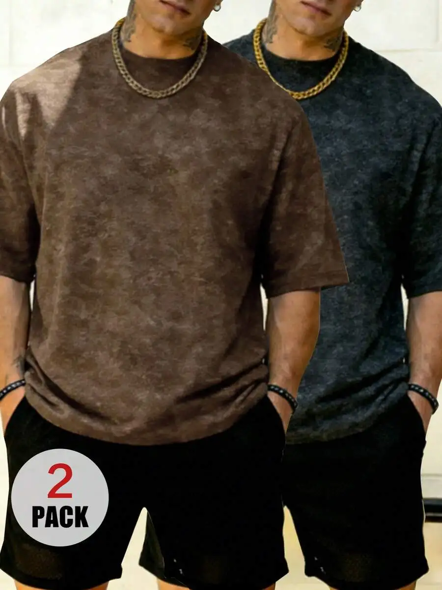 

Mens Casual Vintage Washed Solid Color Short Sleeve T-Shirts