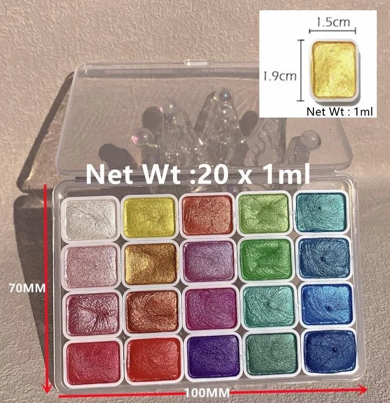Pearlescent Paints Portable 20 - đánh giá và giá Watercolor Paint Set Solid Pigment