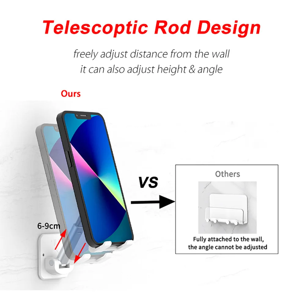 Wall-Mounted Mobile Phone Bracket Adjustables Retractable Phone Bracket For Powder Rooms Home