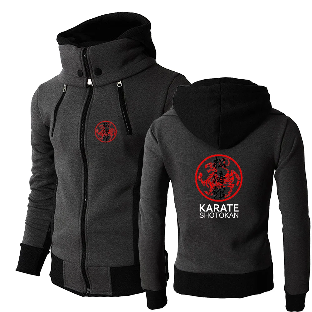 

Shotokan Karate 2023 Men's New Long Sleeves Jackets Warmer Windproof Double Zip Fashion Casual Hooded Design Coats Pullover Tops