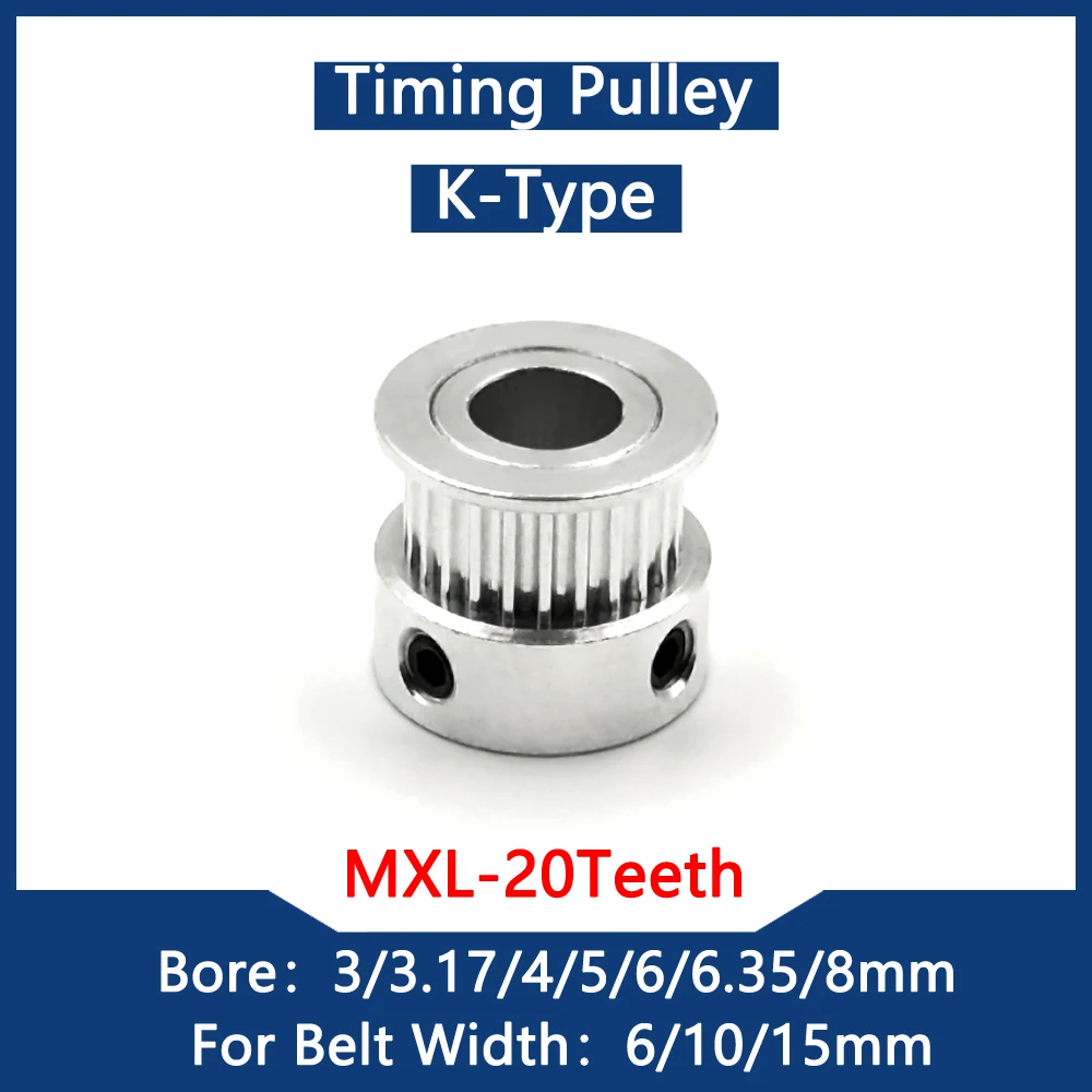 20 Teeth MXL Timing Pulley Bore 3/3.17/4/5/6/6.35/8mm For Belt Width 6/10/15mm MXL 3D Printer Synchronous Wheel 20Teeth 20T Gear