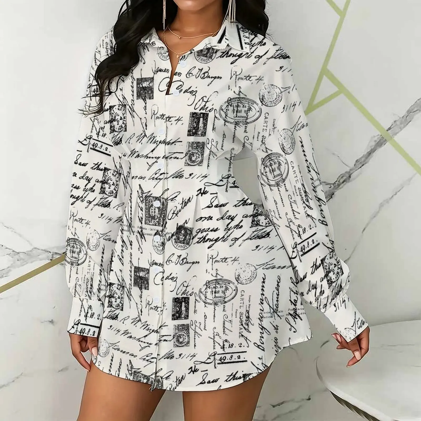 Winter Casual Long Sleeved Autumn Elegant Clothes Daily Street Retro Top Slim Blouse Women's Fashion Button Shirt