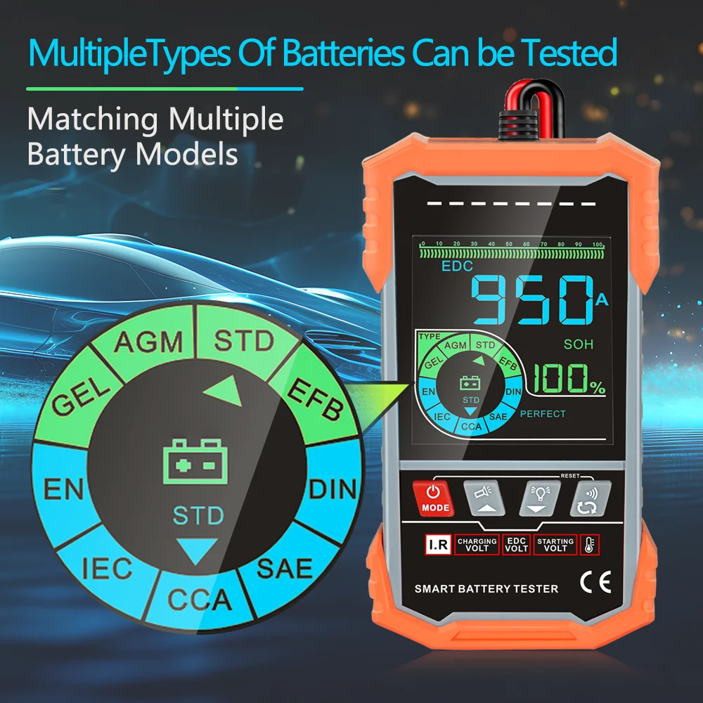 Penguji baterai 12v 24v, tester resistensi internal dengan tampilan LCD