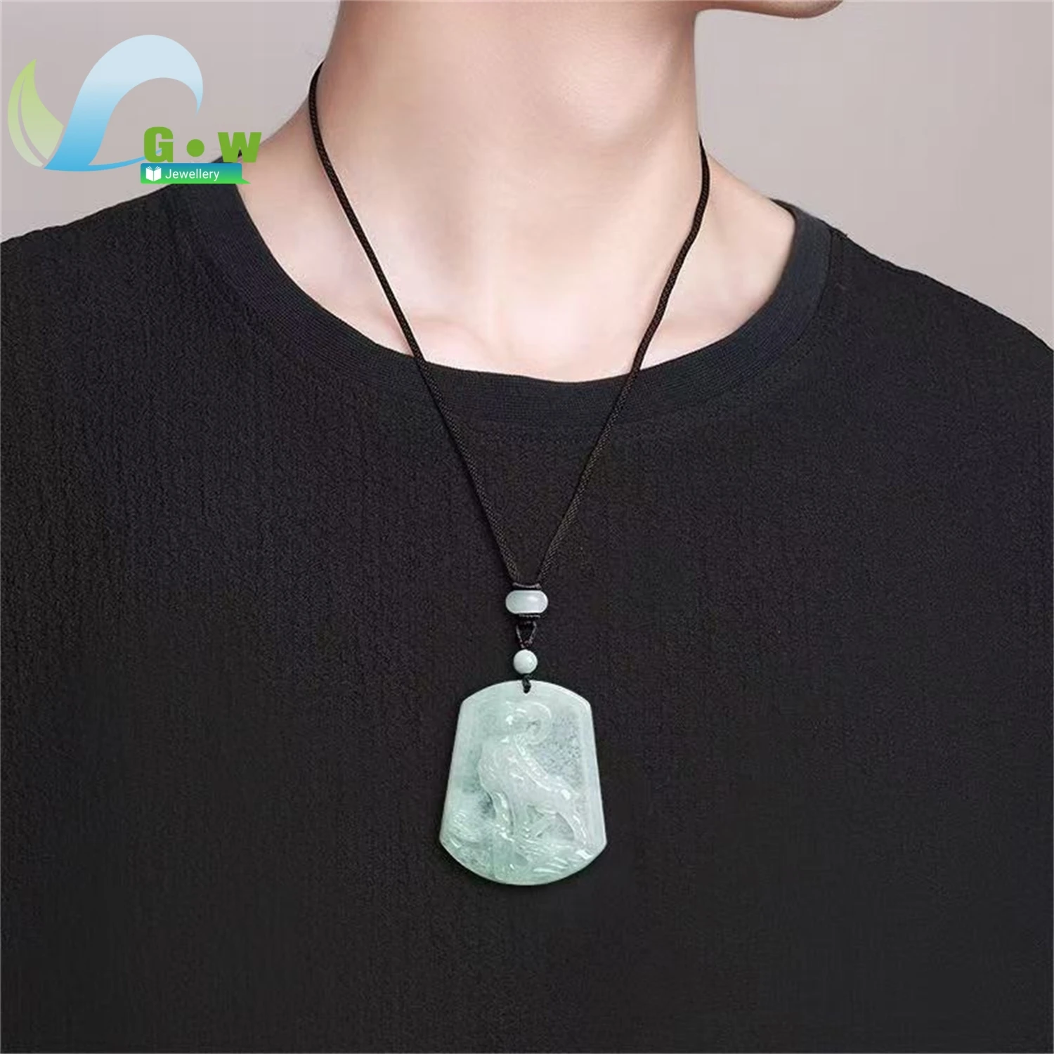 Natural A Grade Jadeite Leading Sheep Pendant Fortune Symbol Unisex Daily Classic Minimalist Style Ethnic Style Jewelry Gift