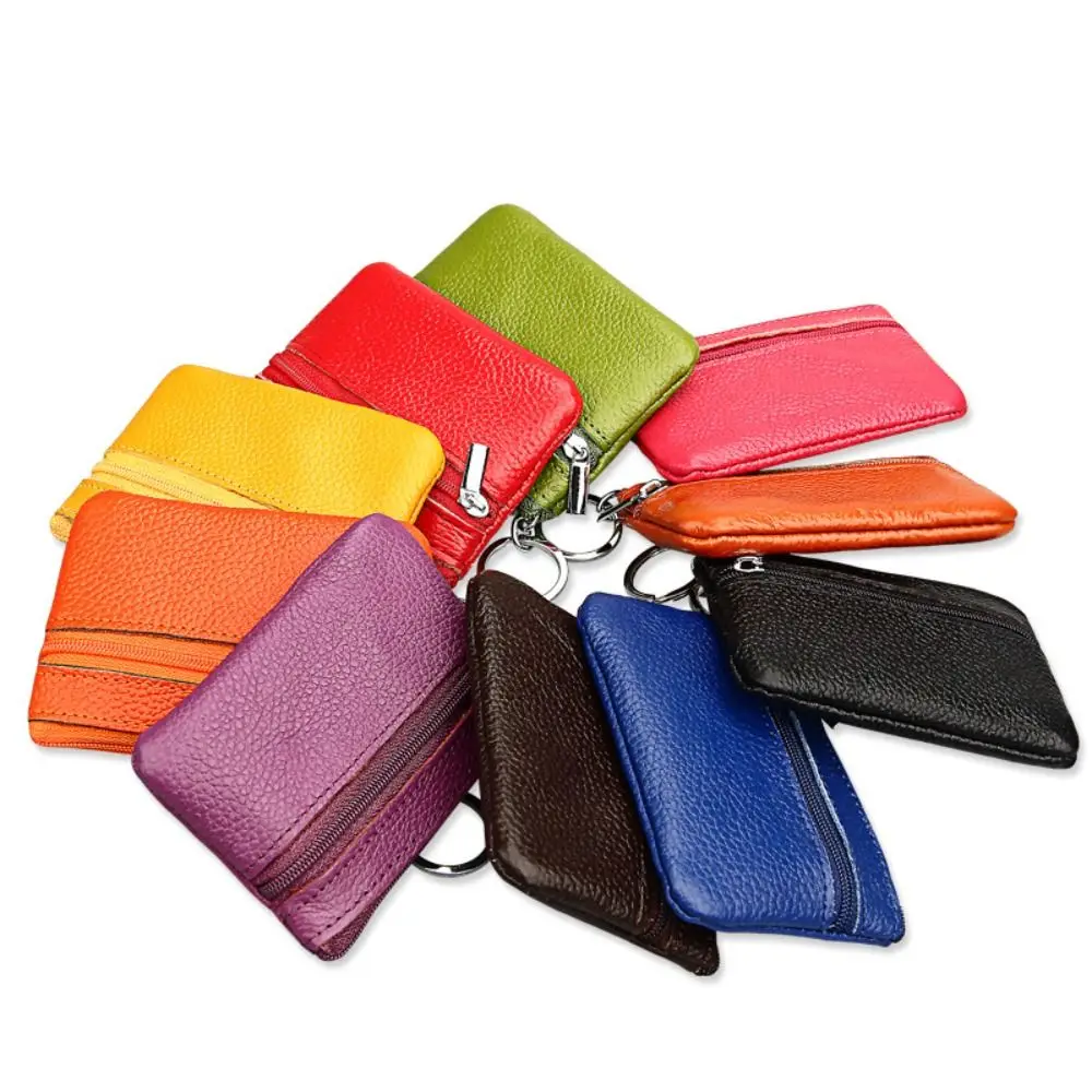 Vintage PU Leather Coin Card Holder Mini Luxury Zipper Coin Purse Clutch Pocket Wallets Women Man