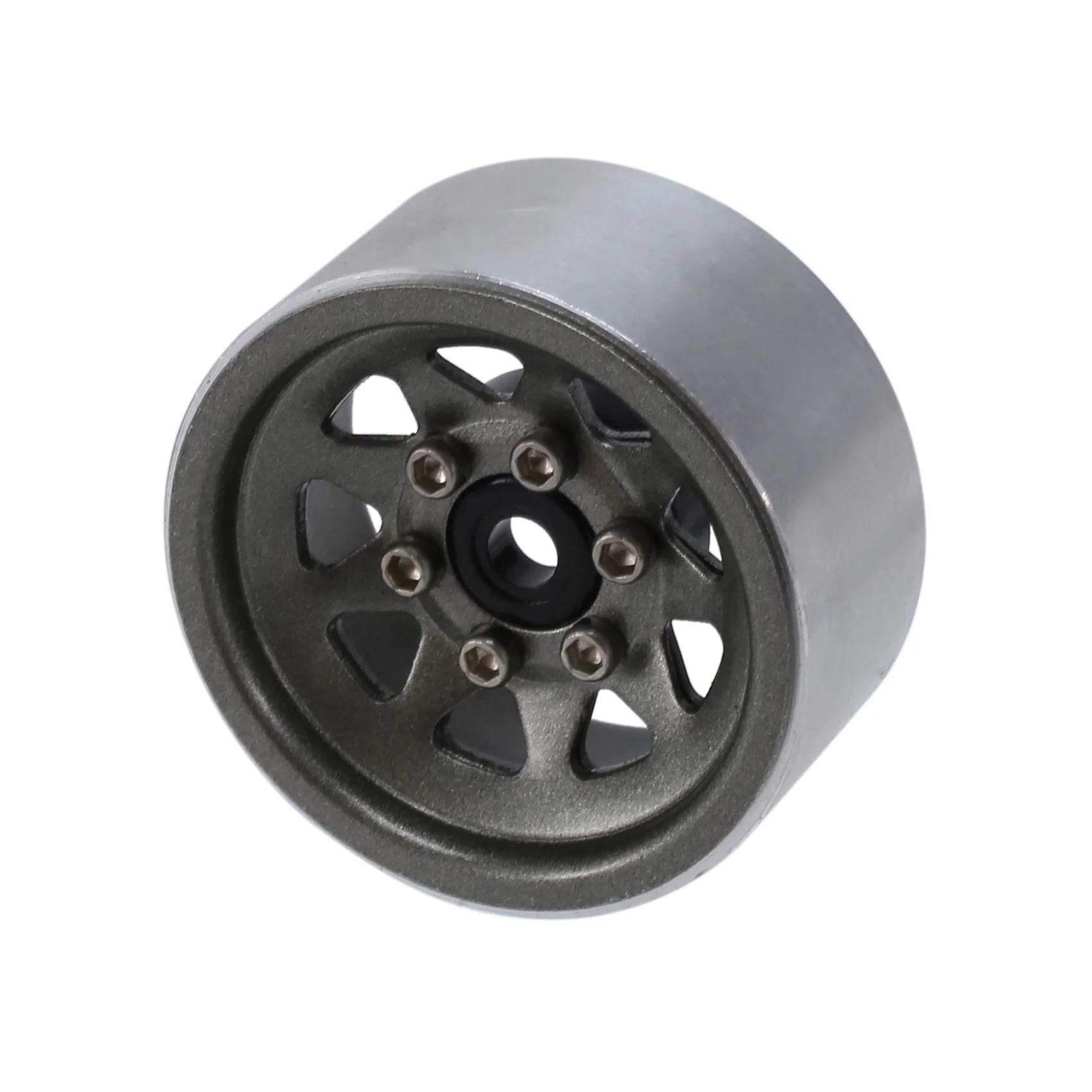 Steel 1.0 Beadlock Wheel Rim Wheel Hub for 1/24 RC Crawler Car Axial SCX24 Deadbolt C10 Jeep Gladiator Bronco,Titanium