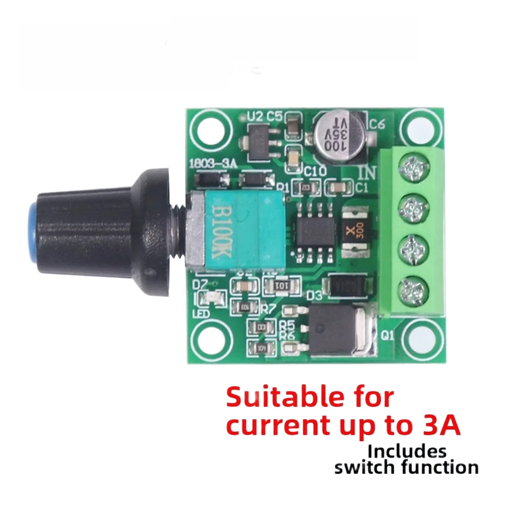 DC For pwm Motor Velocity Controller 10V to 32V Input 3A Rated Current for Low Voltage DC Motors and LED Lighting