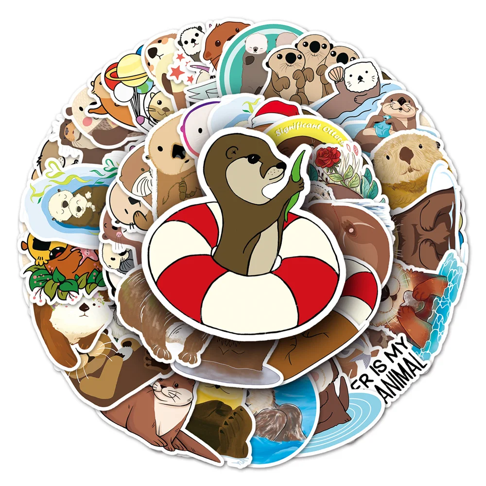 50PCS Otter Cute Cartoon Graffiti Waterproof Sticker Toy Decoration Notebook Kids Gift iPad Guitar PVC  Sticker