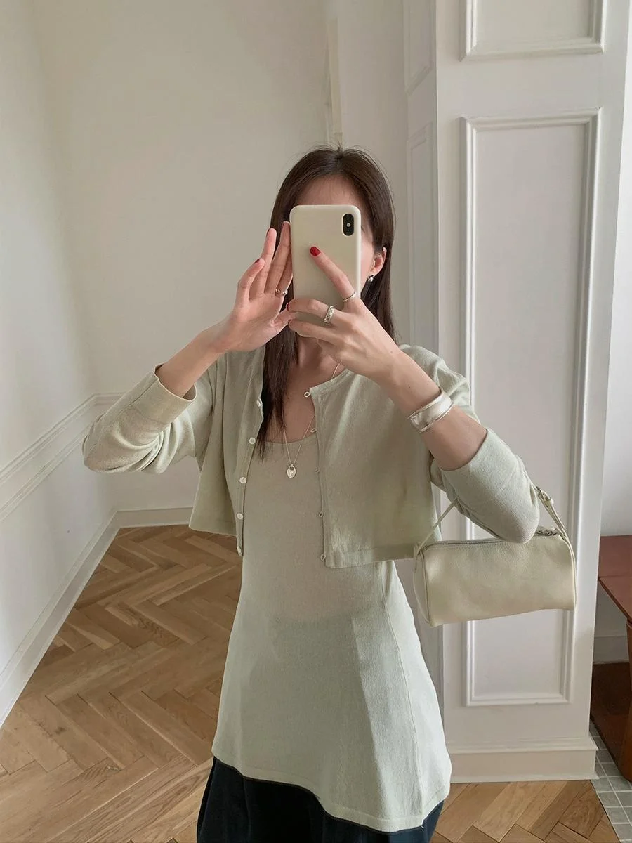 Inbn ニットミッドレングススウェットベストアウターウェア韓国 Sle 秋痩身タンクトップ女性のファイオン夏服