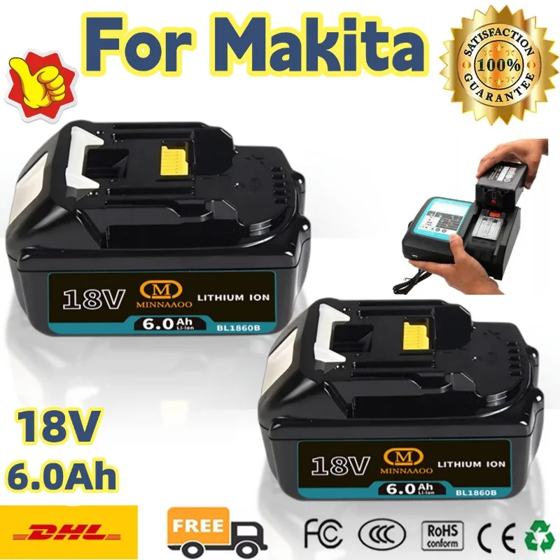 

Genuine For Makita 18V Battery 6.0Ah Replaceable LED Replacement for BL1860 BL1830 BL1860B BL1850LXT Battery