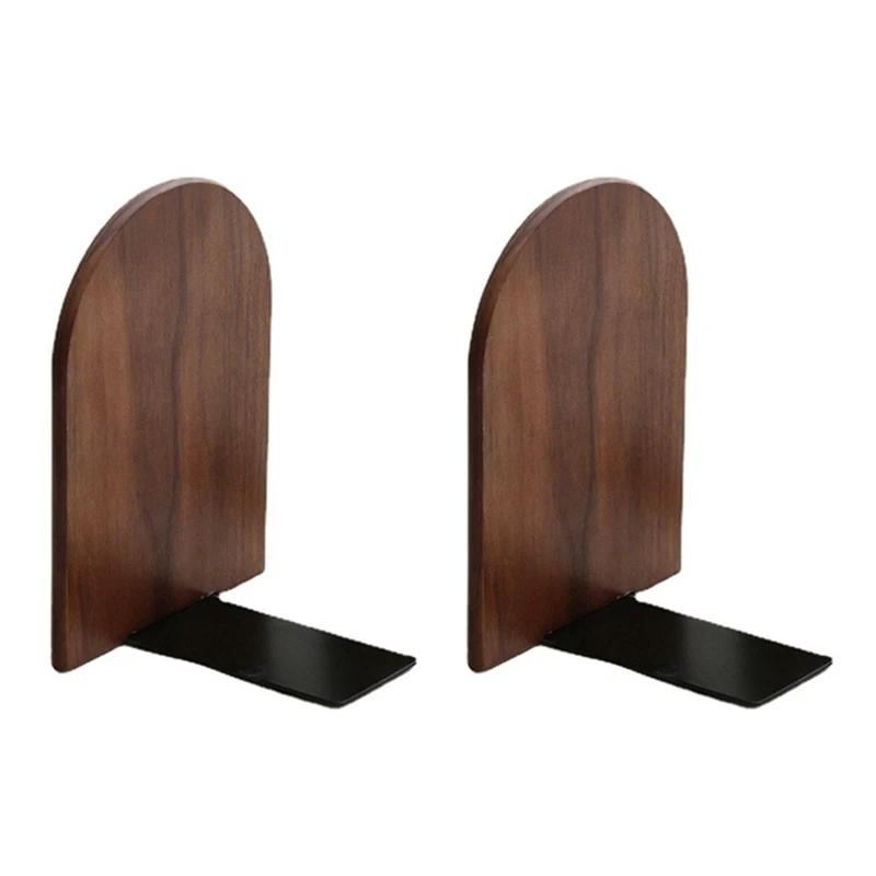 Wooden Bookends Heavy Duty Bookshelf Anti-Slip Bookends(2Pcs)