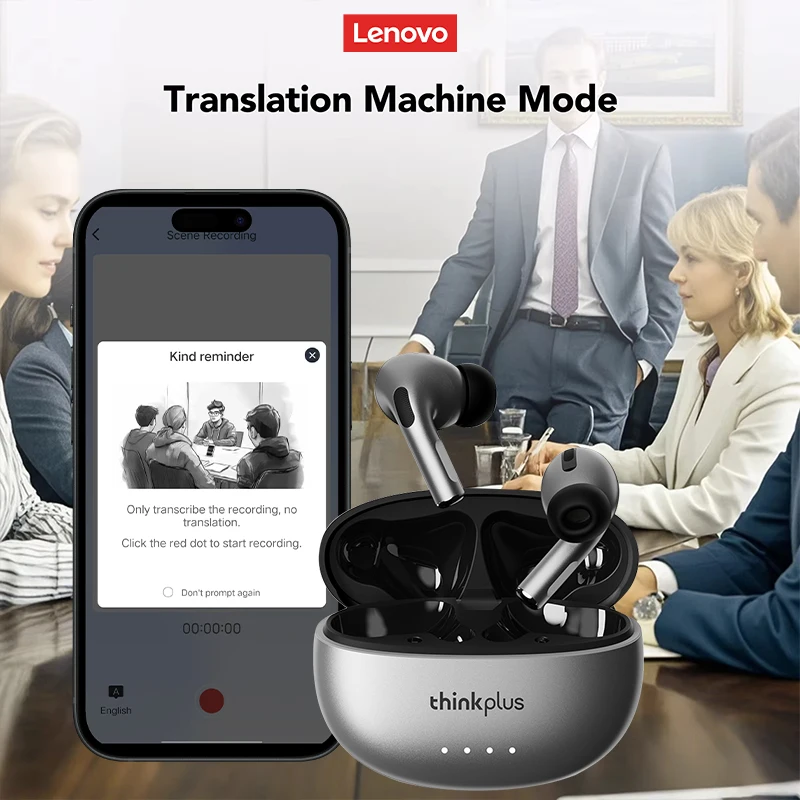 선택 Lenovo LP5 PRO AI 이어폰 다국어 즉시 번역 Bluetooth 5.4 헤드셋 낮은 대기 시간 라이브 녹음 이어 버드