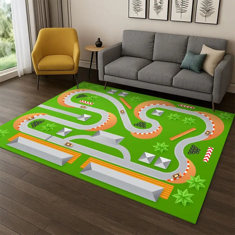 City Traffic Road Highway Runway Playroom PlayMat Carpet Rug for Bedroom Living Room Sofa Doormat Home Decor Non-slip Gift