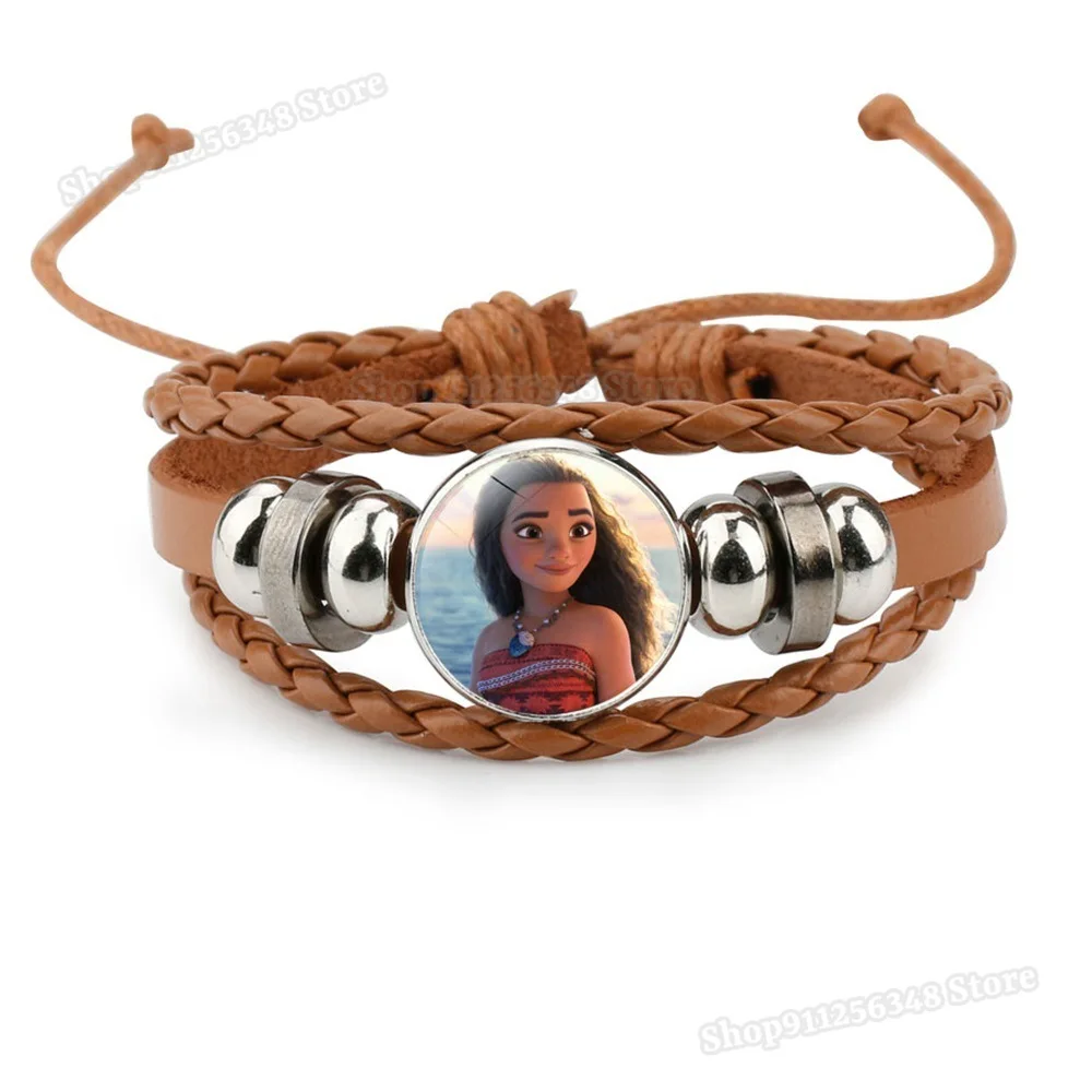 Disney Cartoon Moana Princess Bracelet for Girls Bangle Boho Style Wristband Cute Kids Jewelry Charms Accessories Christmas Gift