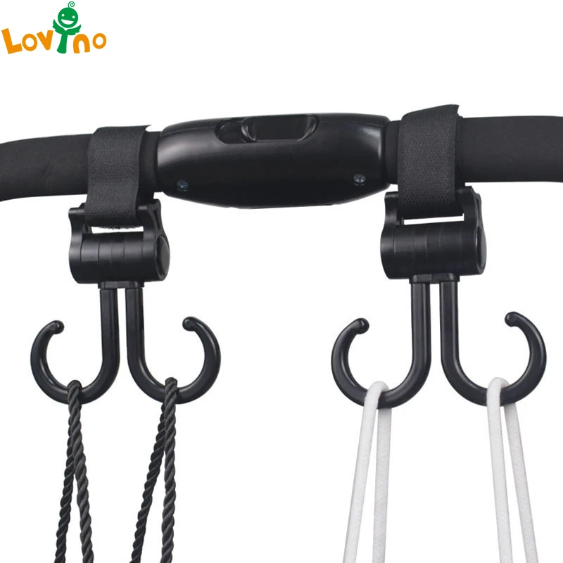 1/2/3 Pcs Double Hook Baby Stroller Hook 360 Degree Rotatable Pram Organizer Baby Car Seat Hook Hanging Bag Stroller Accessories