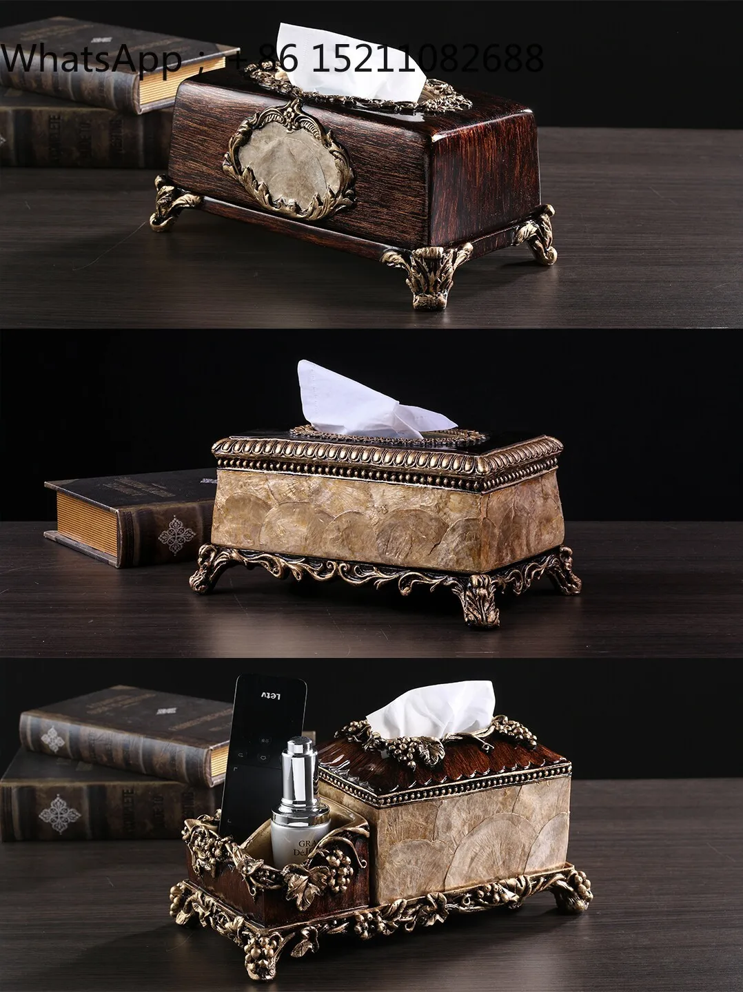 SCY retro multi-functional tissue box luxury high-end household napkin pumping paper box living room coffee table jewelry
