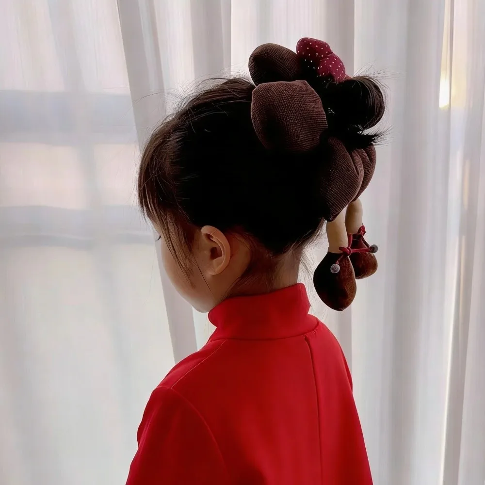 

Sweet Cartoon Flower Bow Hair Ring Cloth Cute Bun Rubber Bands Korean Style Elastic Cotton Filled Scrunchies for Gift