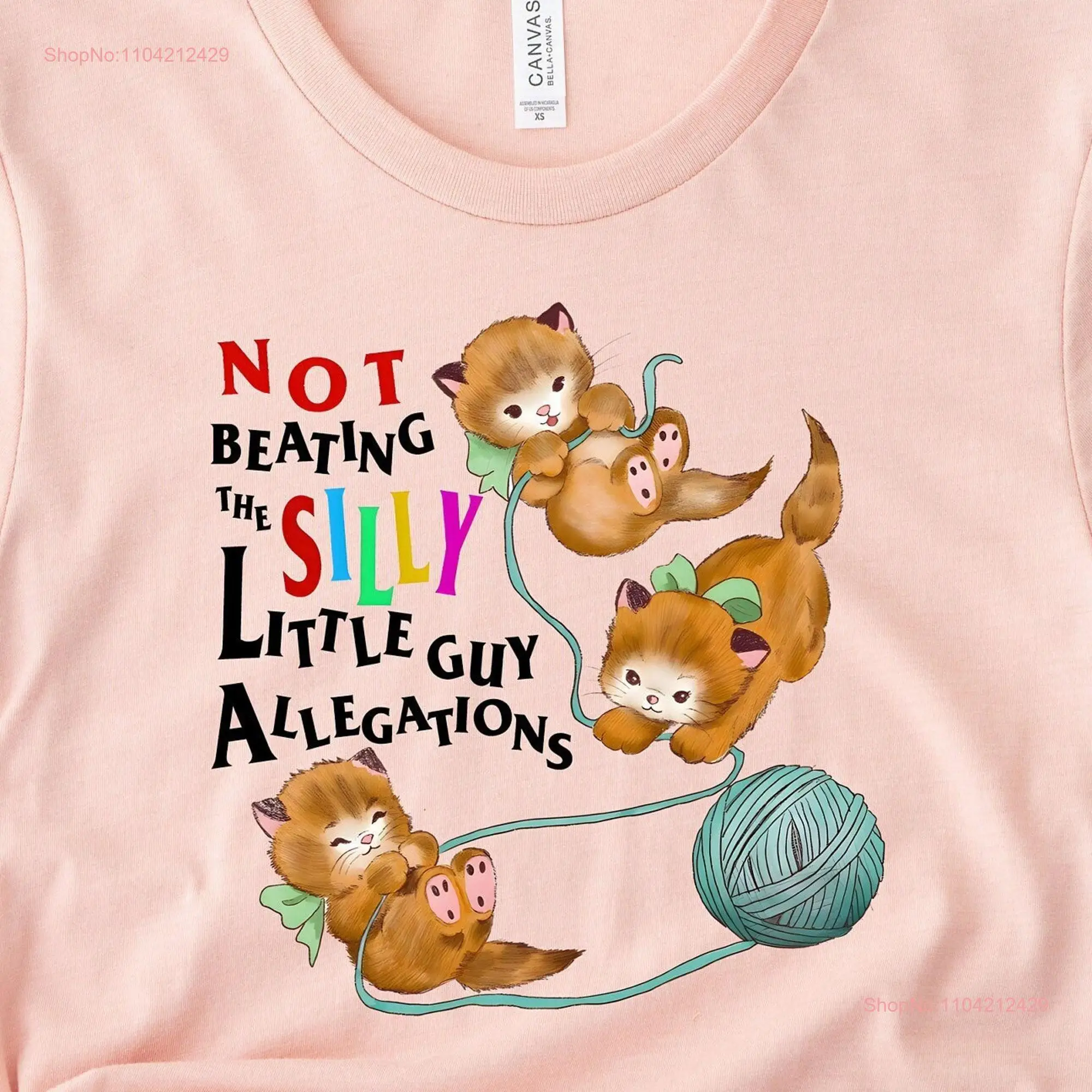 Not Beating The Silly Little Guy Allegations T Shirt Funny Cute CaT Sarcastic Quote Animal Cool long or short sleeves