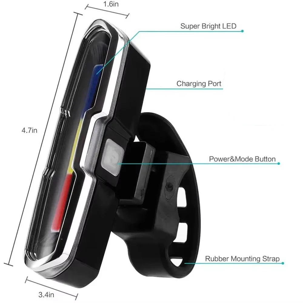 Fanale posteriore per bici ultra luminoso LED ricaricabile Avviso di sicurezza Luce posteriore per bicicletta Fanale posteriore per guida notturna Accessori per ciclismo