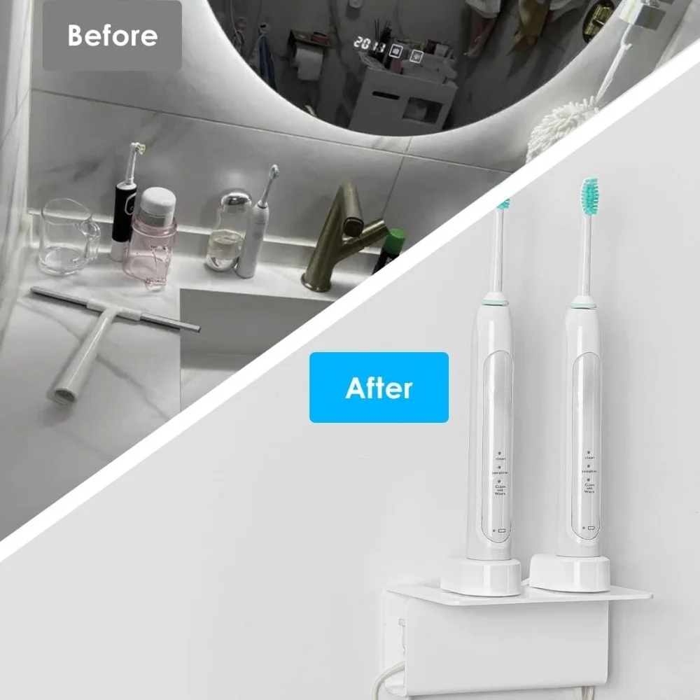 

Electric Toothbrush Holder for Bathroom Draining Charging Station Acrylic Punch-free