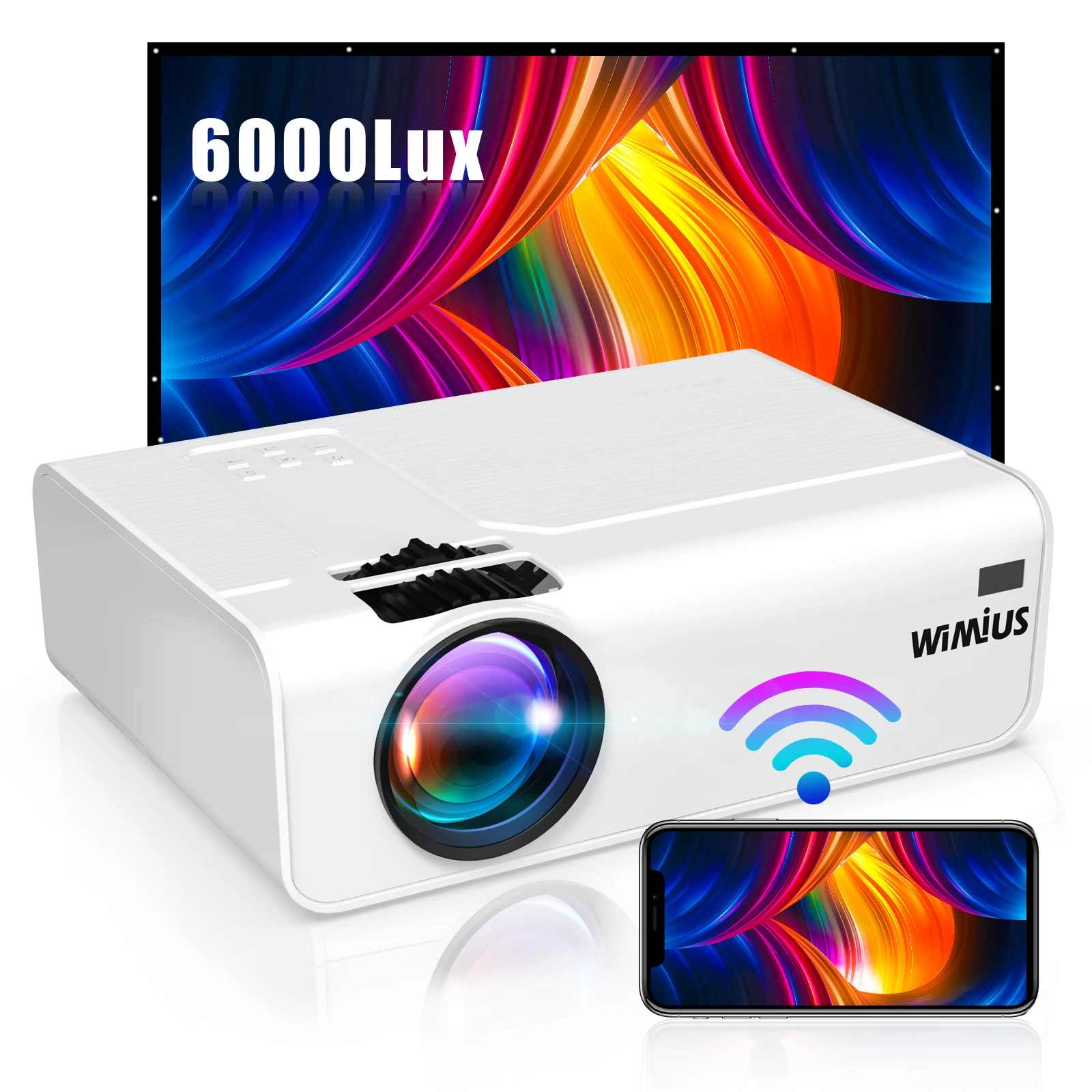 WIMIUS MINI Projector K2 WIFI Portable Home Theater Cinema Android Phone 6000 LUNENS Full HD 1080P Projector for Home Projector