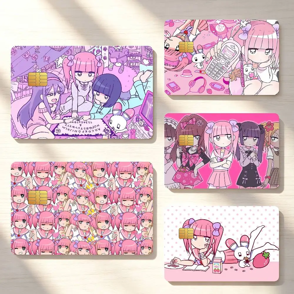 Classic Anime M-Menhera Chan Girl Credit Card Sticker Waterproof Anti-Scratch 4PCS Bank Debit Traffic Cover Decoration