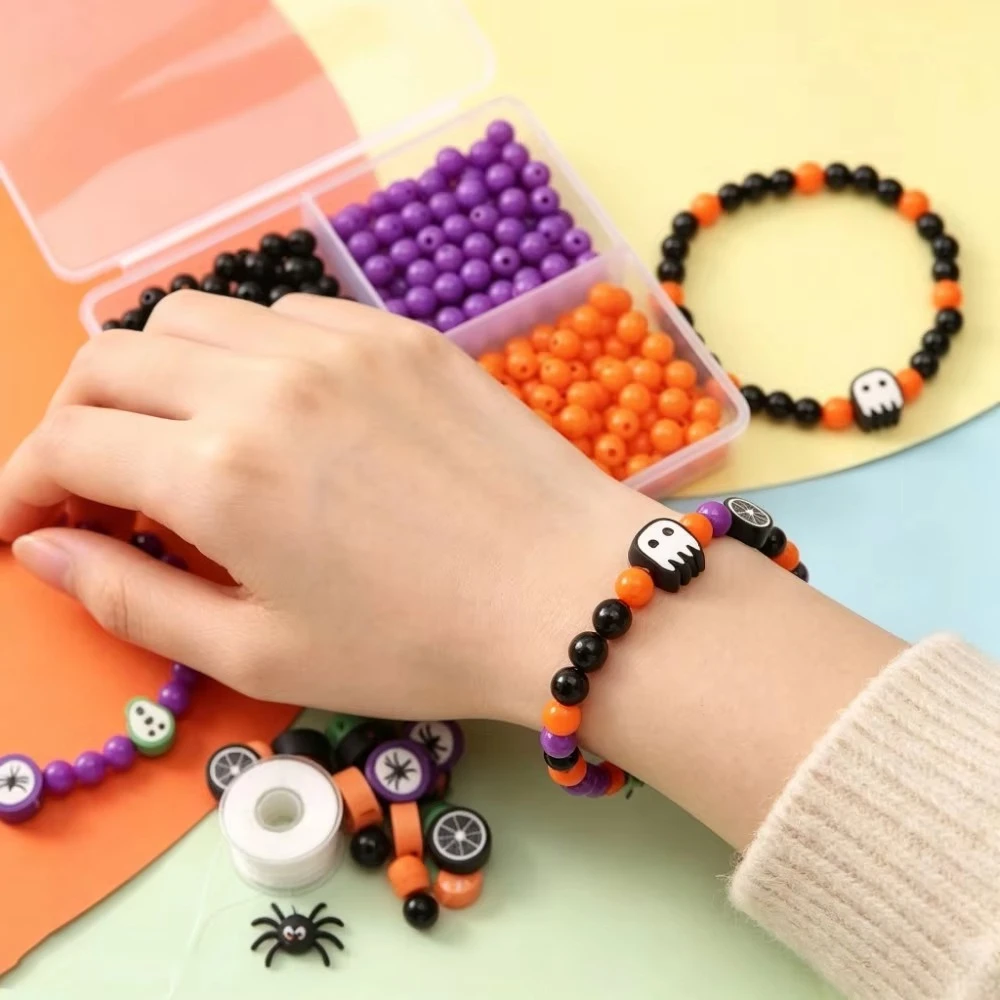 Halloween DIY Jewelry Making Kit Soft Clay Alphabet Beads Handmade Bracelet Making Supplies DIY Bracelet Craft Accessories