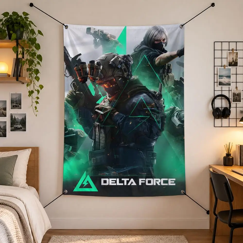 Game D-Delta Force Flags Vertical Wall Hanging for Bedroom Dorm Living Room Party Garage Camping